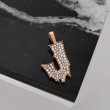 yellow DIAMOND J PENDANT IN 14K ROSE GOLD 0.75 CTW